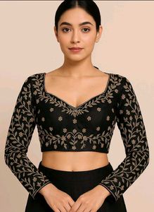 Elegant Black &amp; Gold Embroidered Blouse