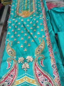 Teal Embroidered Salwar Kameez Suit