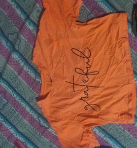 Orange &#39;Grateful&#39; Graphic Tee