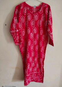 Red Paisley Print Kurta