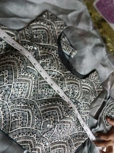 Grey Embellished Saree with Blouse