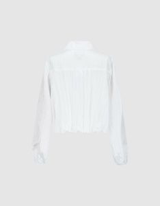 White bubble Cropped Button Down
