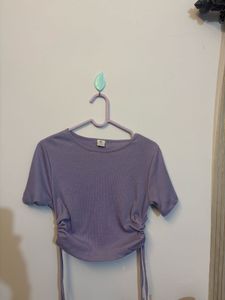 Cute Lavender Ribbed Crop Top