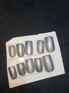 Silver Glitter Press-On Nails