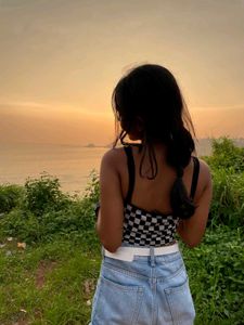 Checked Cropped Top