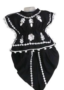 Black mirror-embellished top and bottom set