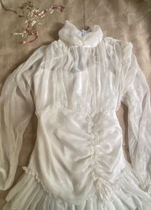 White Sheer Ruffle Dress