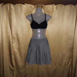 PRE-LOVED | B&W Checked Skirt with Pleating