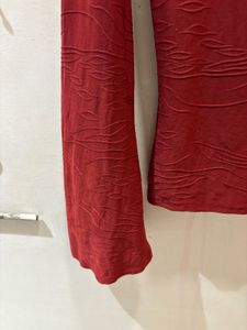 Vintage Maroon Textured Long Sleeve Top