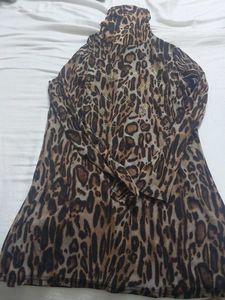 Leopard Print Turtleneck Top
