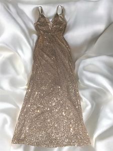 Gold Sequin Strappy Silhouette Gown