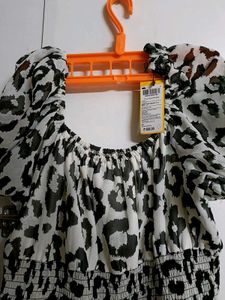 Black-White Leopard Print Mini Dress
