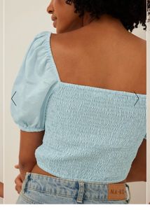 Na-kd Powder Blue Tie Knot Satin Top