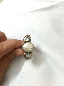 Mother Of Pearl And Aquamarine Statement Ring