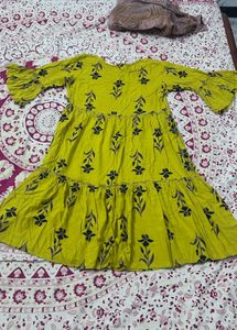 Yellow Floral Tiered Dress