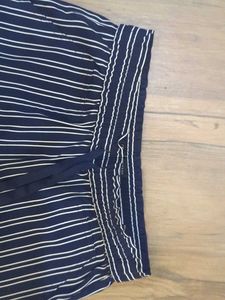 Navy Blue Stripe Drawstring Pants