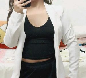White Blazer With Snatched Fitting