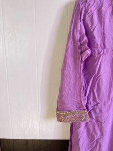 Lavender Trendy V-Neck Kurta Pant