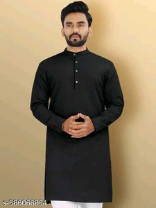 Black textured kurta