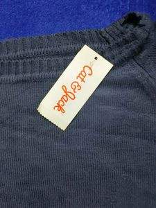 Elegant Navy Blue Knit Sweater