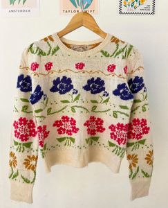 Cottage Core Floral Print Sweater