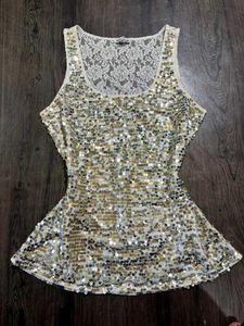Sequin &amp; Lace Tank Top