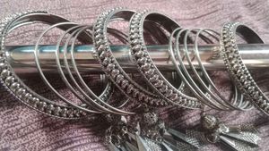Silver Bangles with Dangling Charms