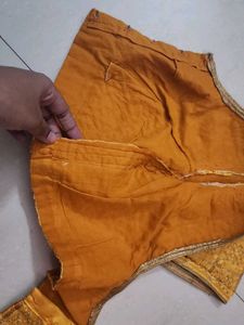 Mustard Yellow Blouse With Thread Zari