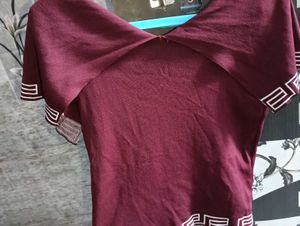 Burgundy T-Shirt with Pattern