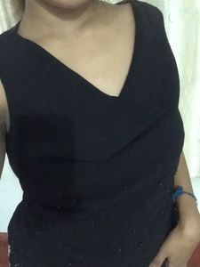 Black Embellished Sleeveless Top