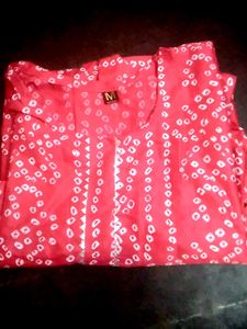 Red Bandhani Kurta