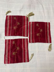 Set of 5 Maroon Red Cushion Covers (Silk)