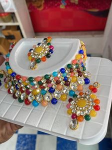 Multicoloured Heavy Set With Mang Tikka And Earing