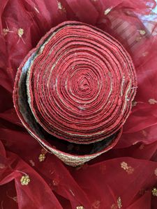 8 Meters Gold And Red sequined saree lace
