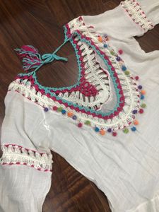 Boho Crochet Trim Top Beach Cover Up