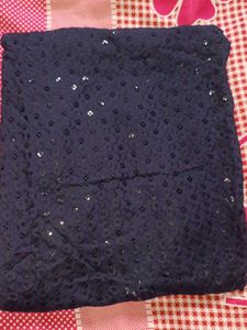 Navy Blue Embroidered Chikankari Kurta With Pajama