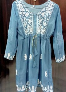 Chikankari kurti grey