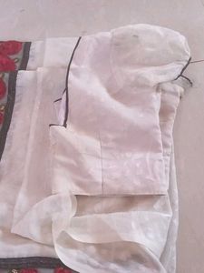 Rose Applique White Saree