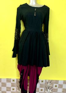 Black Tunic with Dhoti Pants