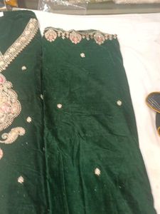 Elegant Green Velvet dress material