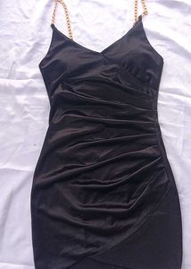 Black Satin Padded  Mini Dress
