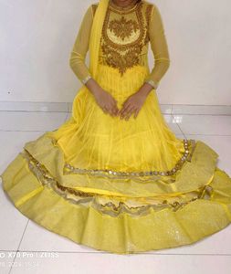 Yellow Embroidered Anarkali Suit