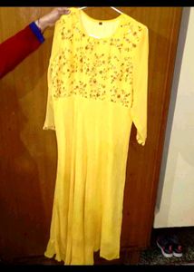 Yellow Embroidered Anarkali