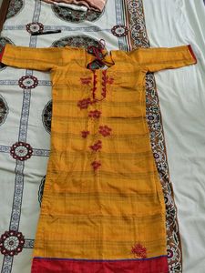 Yellow Embroidered Kurti