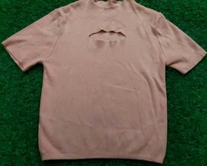 🍀Apricot Cut-Out Knit Top