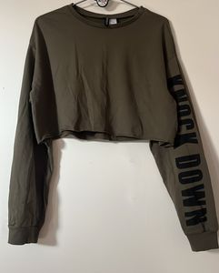 H&amp;M Olive Long Sleeve Crop Top