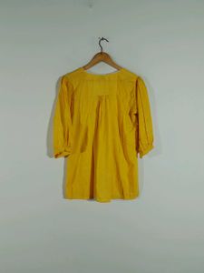 Yellow Embroidered Tunic Top For Women&#39;s
