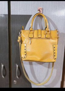Yellow Snakeskin Satchel