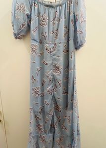 Floral Off-Shoulder Puffed Sleeves Vacation Dress