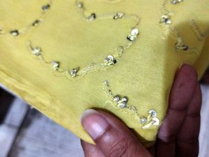 Yellow Resham Work Saree